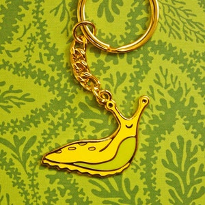 Banana Slug Keychains by boygirlparty Yellow Slug Cute Aesthetic Keychain Charm Santa Cruz California Mascot Gift for Student image 3