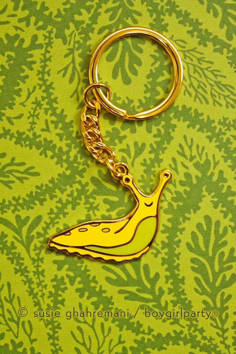 Banana Slug Keychains by boygirlparty Yellow Slug Cute Aesthetic Keychain Charm Santa Cruz California Mascot Gift for Student image 3