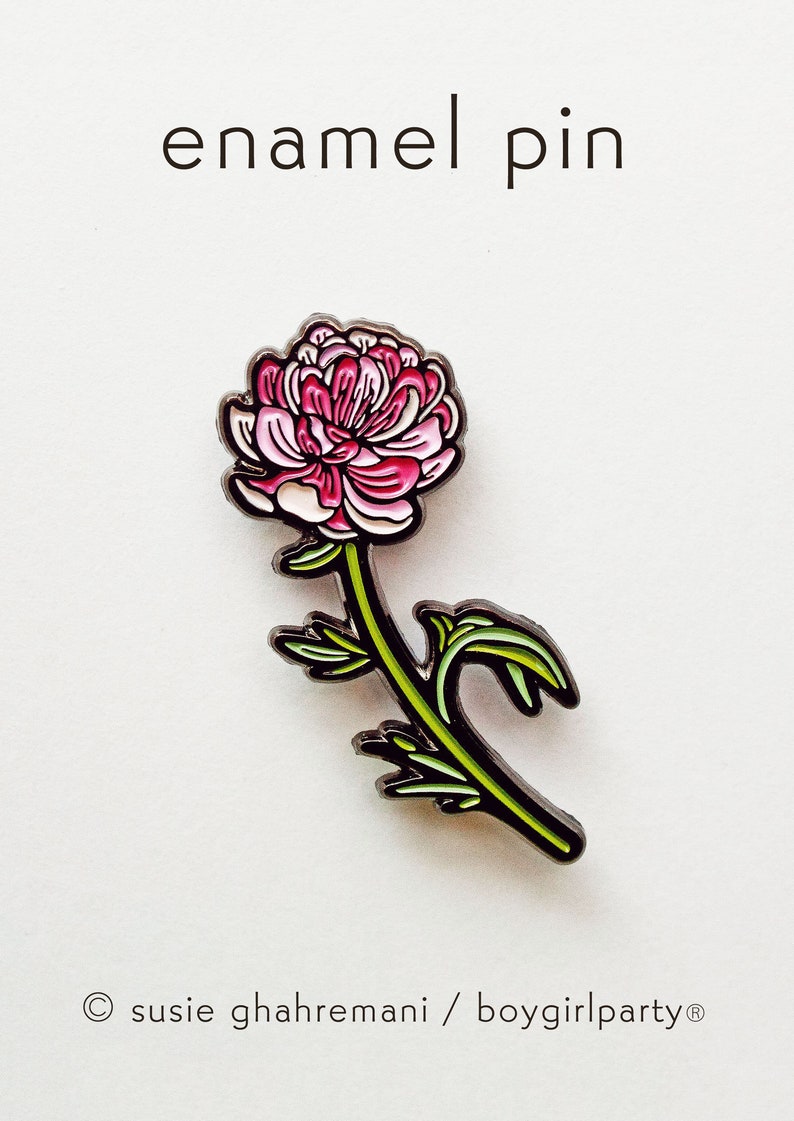 PEONY pin flower enamel pin jewelry Gift for Her Plant Pin Peony Jewelry Nature Inspired Gardening gift for women peony brooch image 6