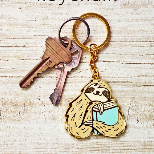 Bookish Gifts for Women — SLOTH KEYCHAIN — Book Gifts — Bookworm Gifts for Book Lover — Teenage Girl Gift Exchange Ideas — Book Club Gift