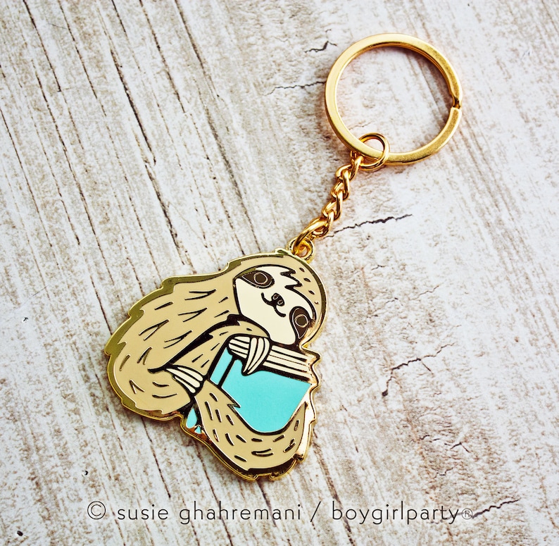 Bookish Gifts for Women  SLOTH KEYCHAIN  Book Gifts  image 9