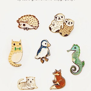 SEA OTTER PIN Otters Holding Hands Enamel Pin Otter Jewelry otter lapel pin otter enamel pin cute otters pin cute pin image 5