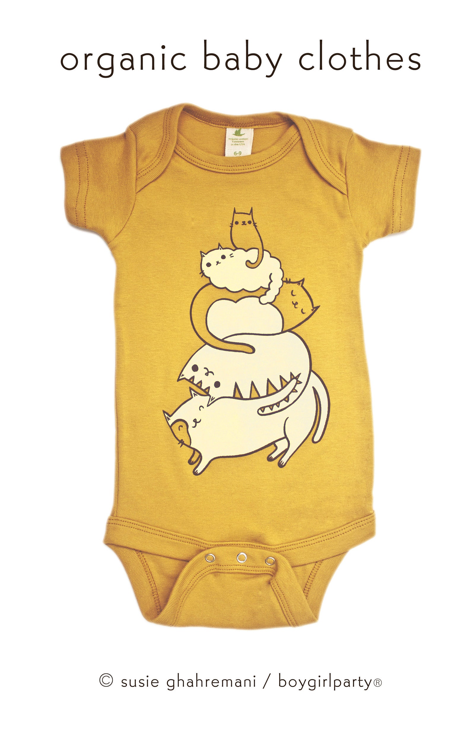 Organic Baby Clothes Gender Neutral Baby Outfit Cat Baby Clothing