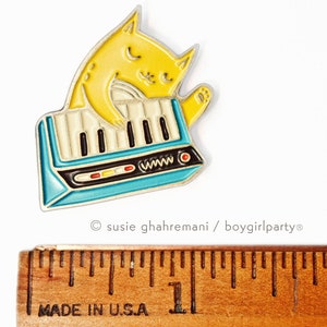 Synthesizer cat LAPEL PIN, enamel pin, mens lapel pins pop culture, synth pin, keyboard pin, soft enamel pin piano pin cat image 5