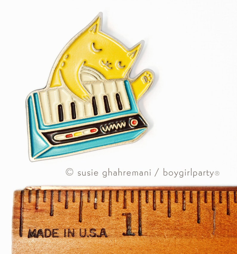 Synthesizer cat LAPEL PIN, enamel pin, mens lapel pins pop culture, synth pin, keyboard pin, soft enamel pin piano pin cat image 5