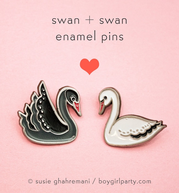 Best Friend Gift ENAMEL PIN SET Swan Pins Swan Enamel Pins