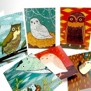 OWL NOTE CARDS set notecards owl illustrations art greeting card blank card set boygirlparty bestseller Best selling items, owl cards image 4