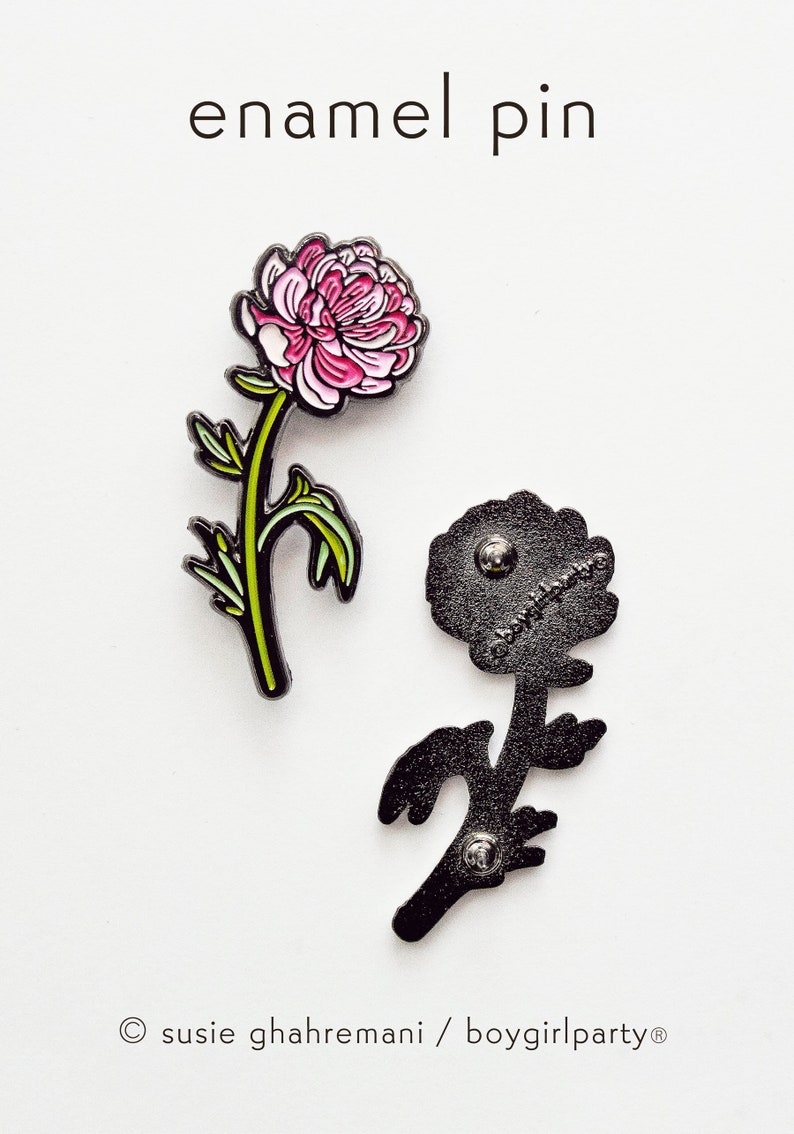 PEONY pin flower enamel pin jewelry Gift for Her Plant Pin Peony Jewelry Nature Inspired Gardening gift for women peony brooch image 2