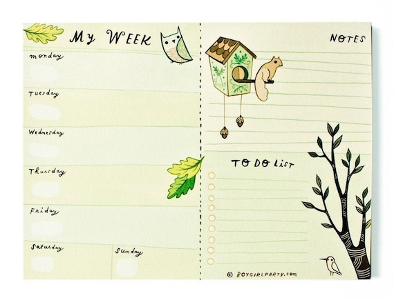 Undated 2026 Weekly Planner NOTEPAD – Monday Start – 2026 blank calendar – Monday to Sunday – Kids Daily Planner Pad – Kids School Planner