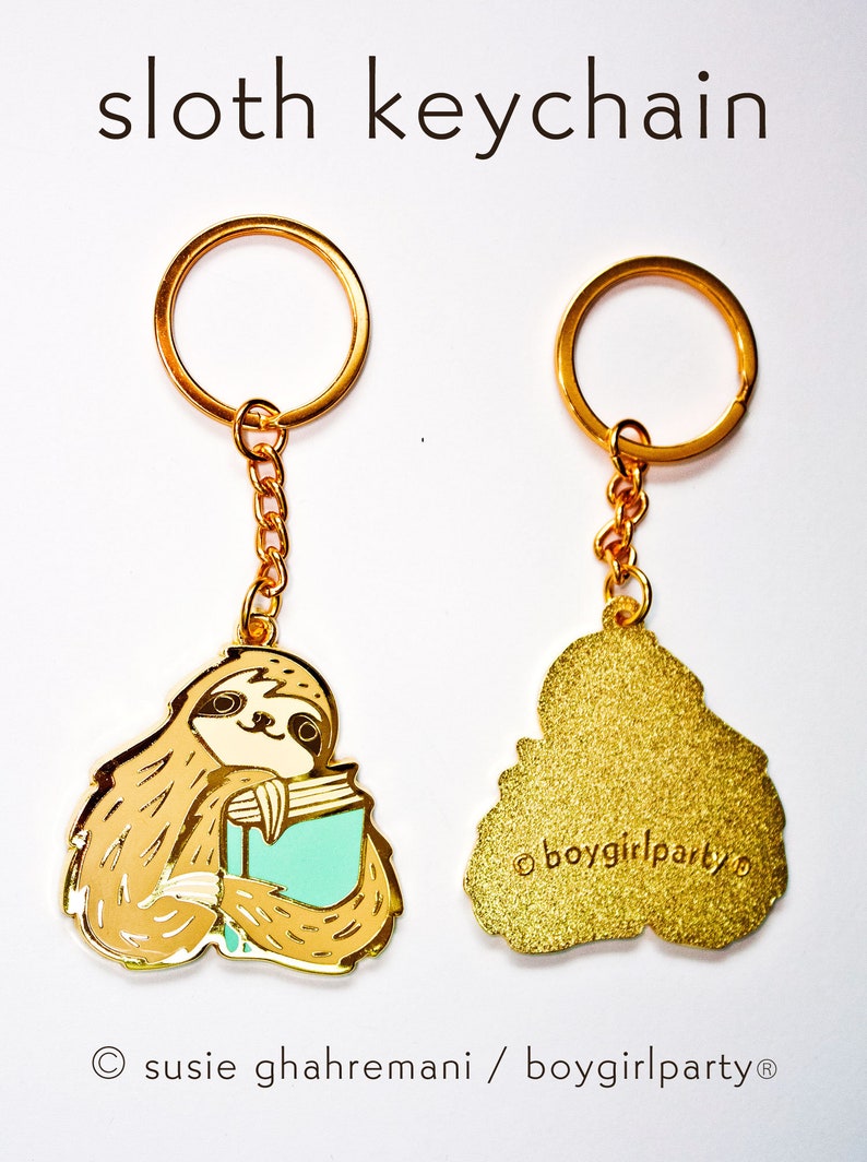 Bookish Gifts for Women  SLOTH KEYCHAIN  Book Gifts  image 4