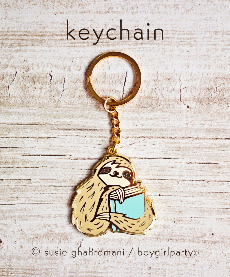 Bookish Gifts for Women  SLOTH KEYCHAIN  Book Gifts  image 7