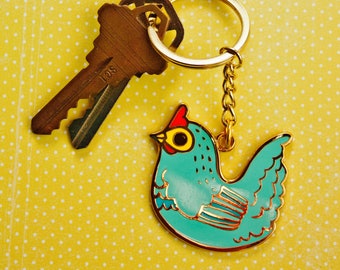 Enamel Keychain — Cute Chicken Keychain — Metal Key Chain by boygirlparty — Unique Cottagecore Animal Keychain — Keychains for Women
