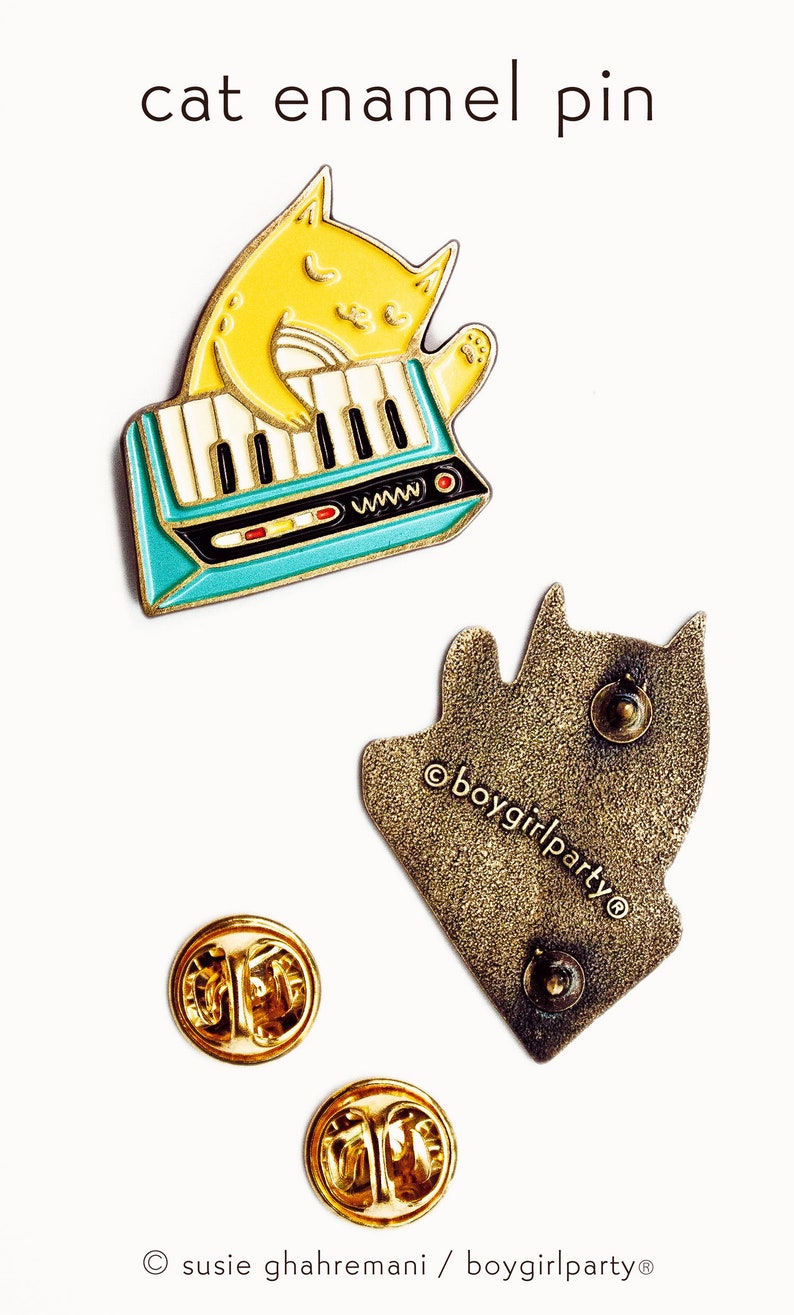 Synthesizer cat LAPEL PIN, enamel pin, mens lapel pins pop culture, synth pin, keyboard pin, soft enamel pin piano pin cat image 2