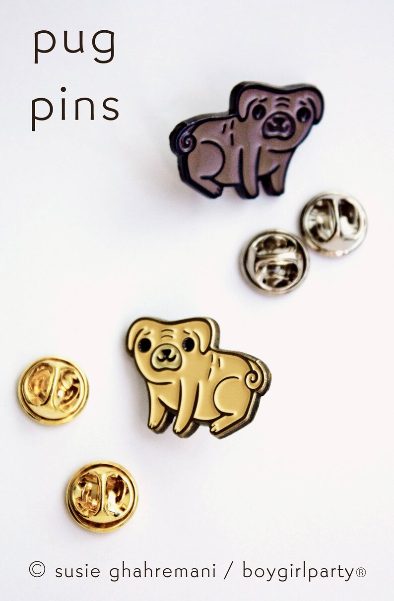 Pug Pin Best Friend Gift -- Enamel PIN SET -- Pug Pins -- Lapel Pin Set Pug ...