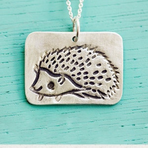 Kawaii jewelry Cute handmade necklace Hedgehog Gifts Cute Drawing Jewelry CottagecoreAesthetic Pendant Sterling Silver Animal image 6