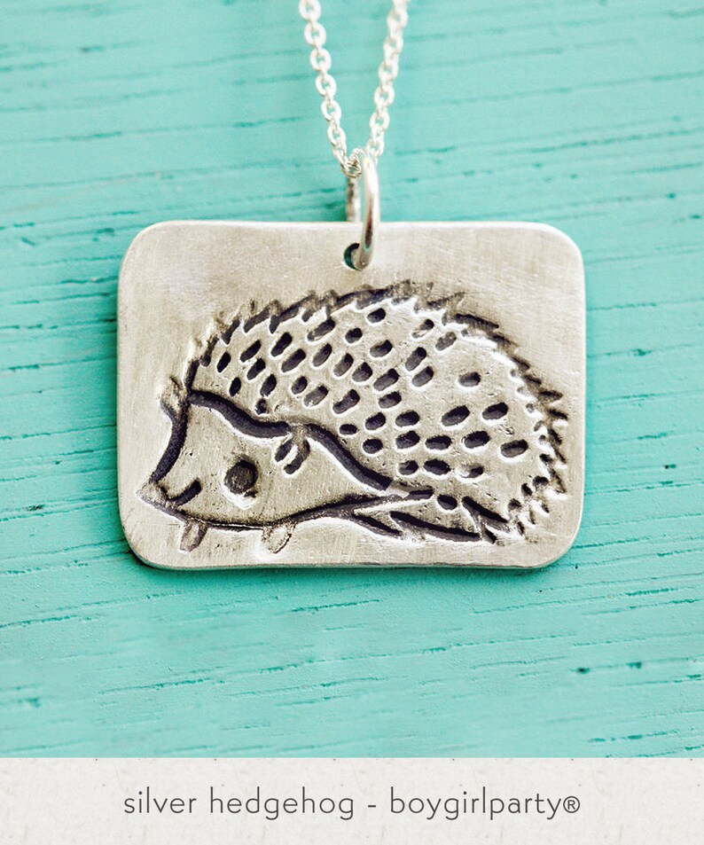 Kawaii jewelry Cute handmade necklace Hedgehog Gifts Cute Drawing Jewelry CottagecoreAesthetic Pendant Sterling Silver Animal image 6
