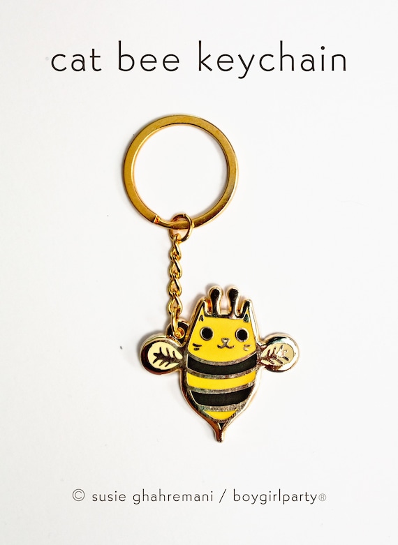 Bee Keychain — Just Because Gifts — Cat Keychain — Funny Keychain — Daycare teacher gift — Kawaii Keychains for Women — Mother Day Gift