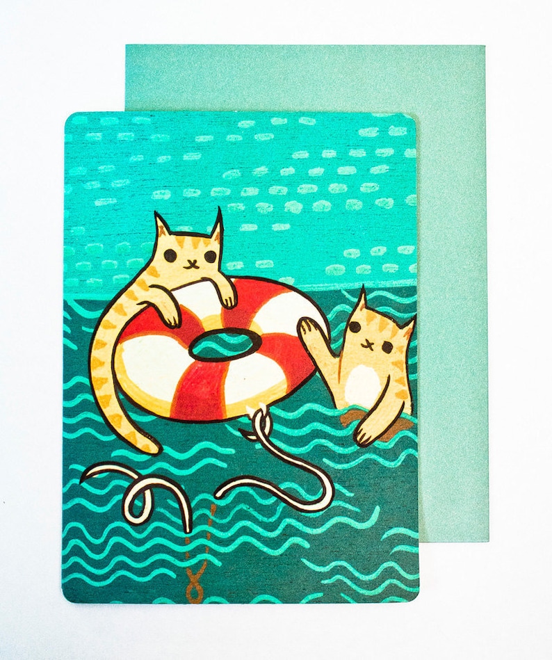 Cat THANK YOU card Cute Thank You Cards Lifesaver card Lifeguard thank you card for Doctor,Best Selling Card for nurse image 1