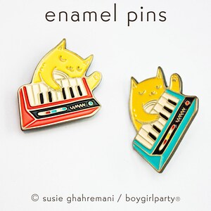 Synthesizer cat LAPEL PIN, enamel pin, mens lapel pins pop culture, synth pin, keyboard pin, soft enamel pin piano pin cat image 4