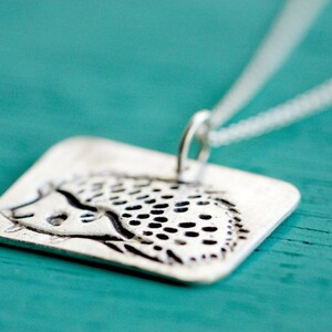 Kawaii jewelry Cute handmade necklace Hedgehog Gifts Cute Drawing Jewelry CottagecoreAesthetic Pendant Sterling Silver Animal image 2