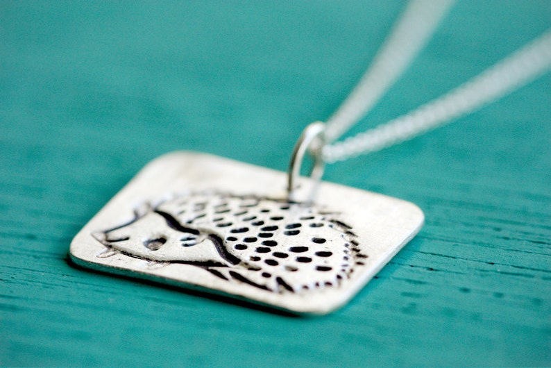 Kawaii jewelry Cute handmade necklace Hedgehog Gifts Cute Drawing Jewelry CottagecoreAesthetic Pendant Sterling Silver Animal image 2