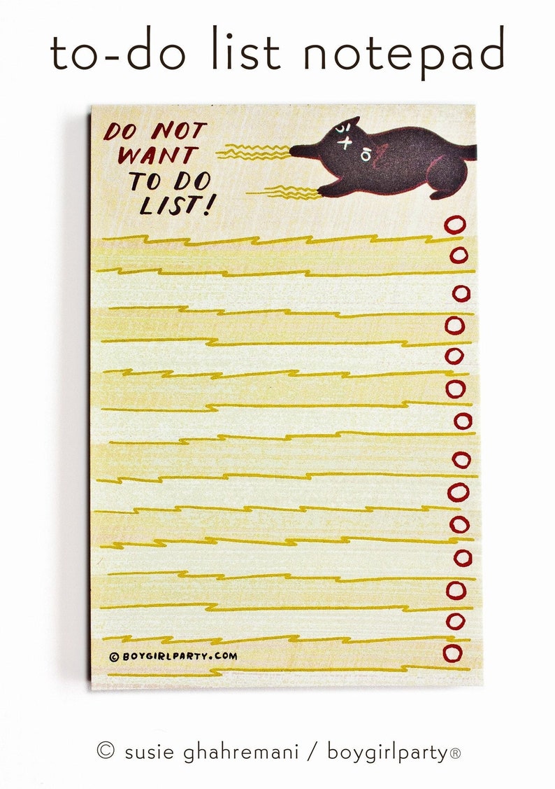 Funny Cat To Do List Notepad by boygirlparty