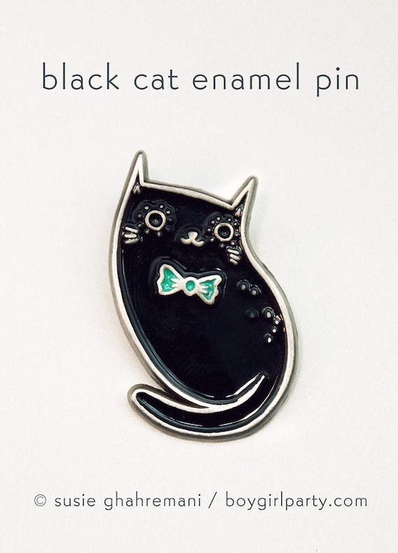 Black Cat Lover Gift – ENAMEL PIN – Cat Brooch Lapel Pin – Black Cat Jewelry – Cute Cat Stuff – Boygirlparty – Best Gifts for Cat Owners