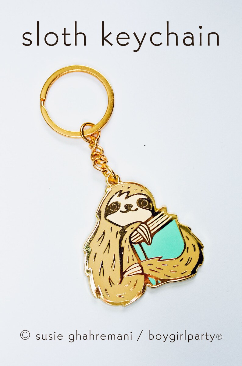 Bookish Gifts for Women  SLOTH KEYCHAIN  Book Gifts  image 6