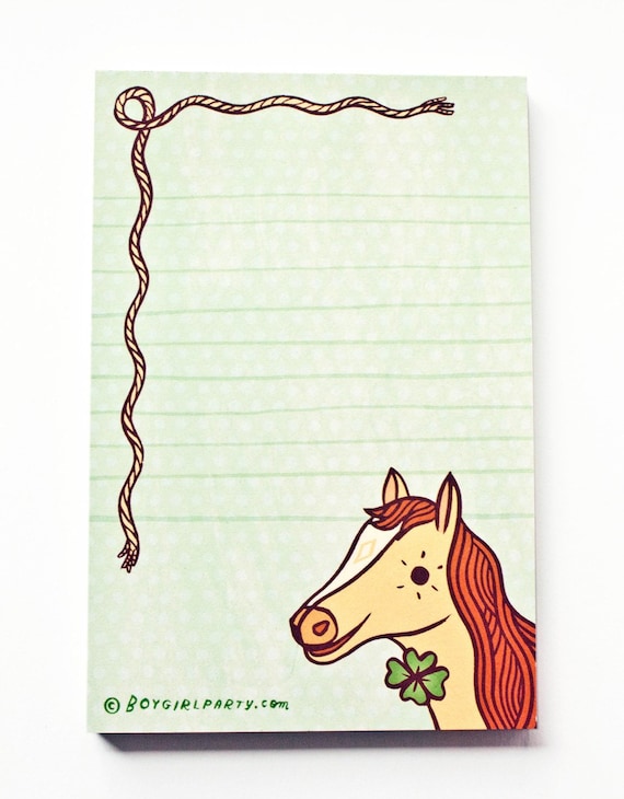 Horse Girl Gifts — Stationery Notepad — Pony Gifts for Girls — Gift for horse lover girls — Lucky Horse Stationary — Horse Gifts for Kids