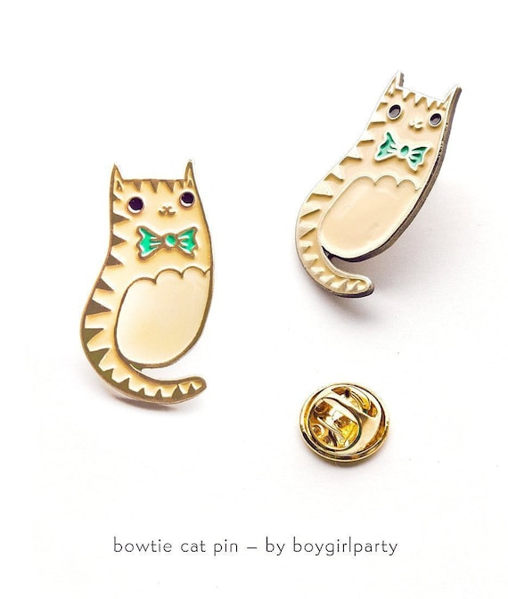 Cat Pin — Cute Cat Enamel Pins — Bowtie Cat Lapel Pin — Cute Pins for backpacks — Kawaii Cat Pins — Cute Cat Gifts