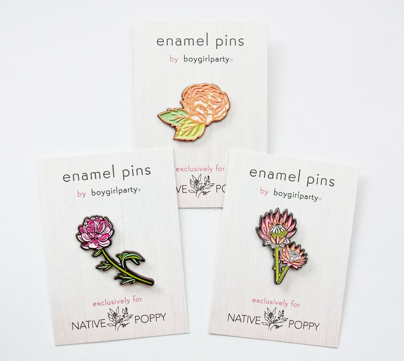 PEONY pin flower enamel pin jewelry Gift for Her Plant Pin Peony Jewelry Nature Inspired Gardening gift for women peony brooch image 5