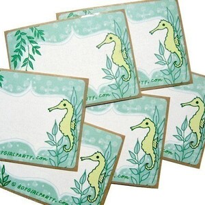 Seahorse STICKER LABELS for Jars Bottles Planner, Tropical Art, Beach Wedding Decor, Tropical ...
