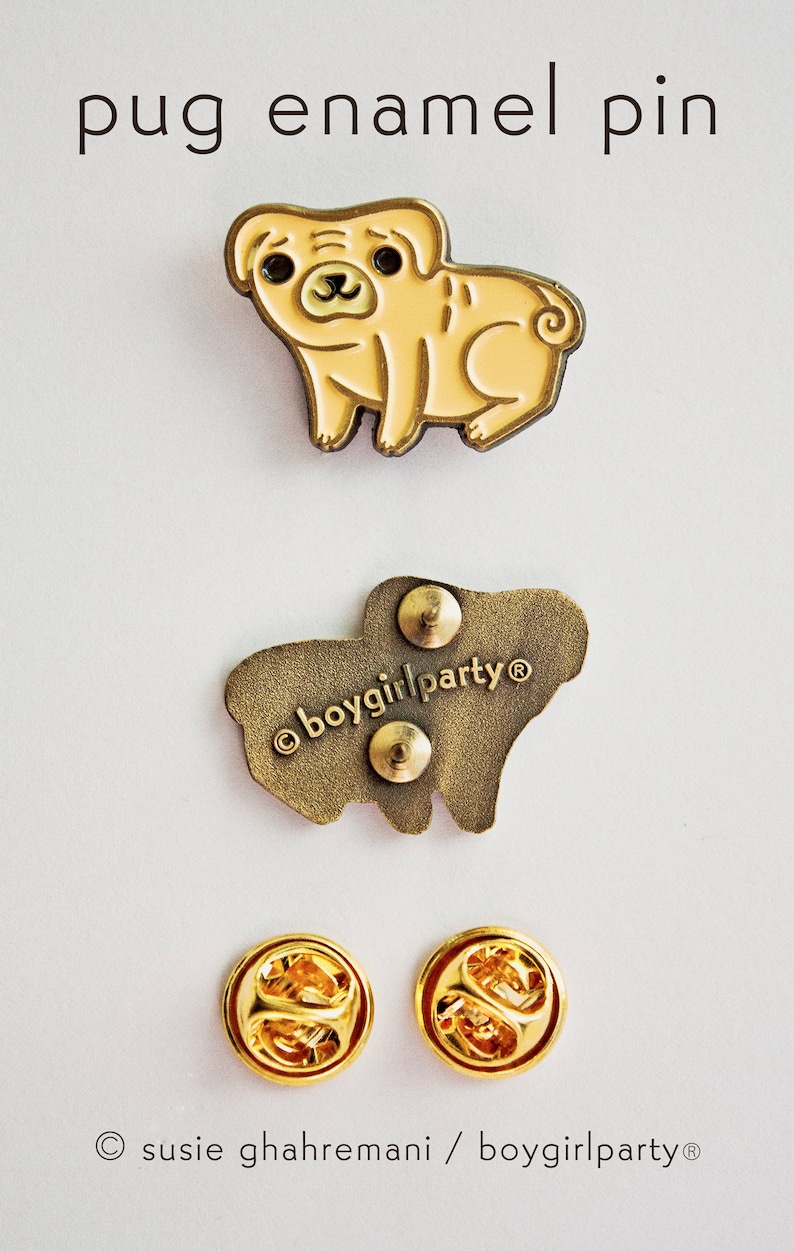 Cute Dog Enamel Pin Pug Brooch funny pug pin cute pug enamel pin kawaii pug pin badge Etsy Cute Pin Brooches image 3