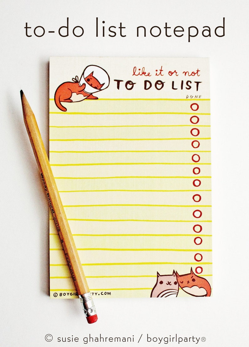 Like it or not to do list notepad for cat lovers by boygirlparty
