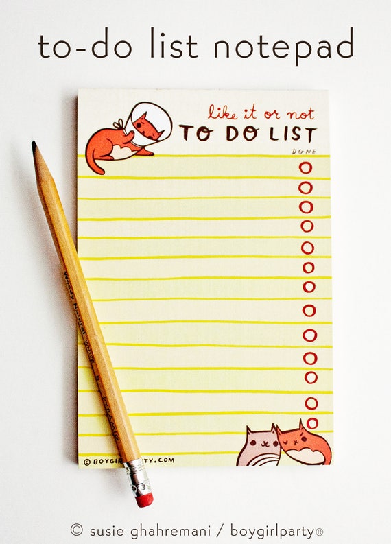 Cat Lover Gift To Do List Notepad Funny Notepad Funny Etsy