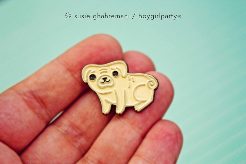 Cute Dog Enamel Pin Pug Brooch funny pug pin cute pug enamel pin kawaii pug pin badge Etsy Cute Pin Brooches image 1