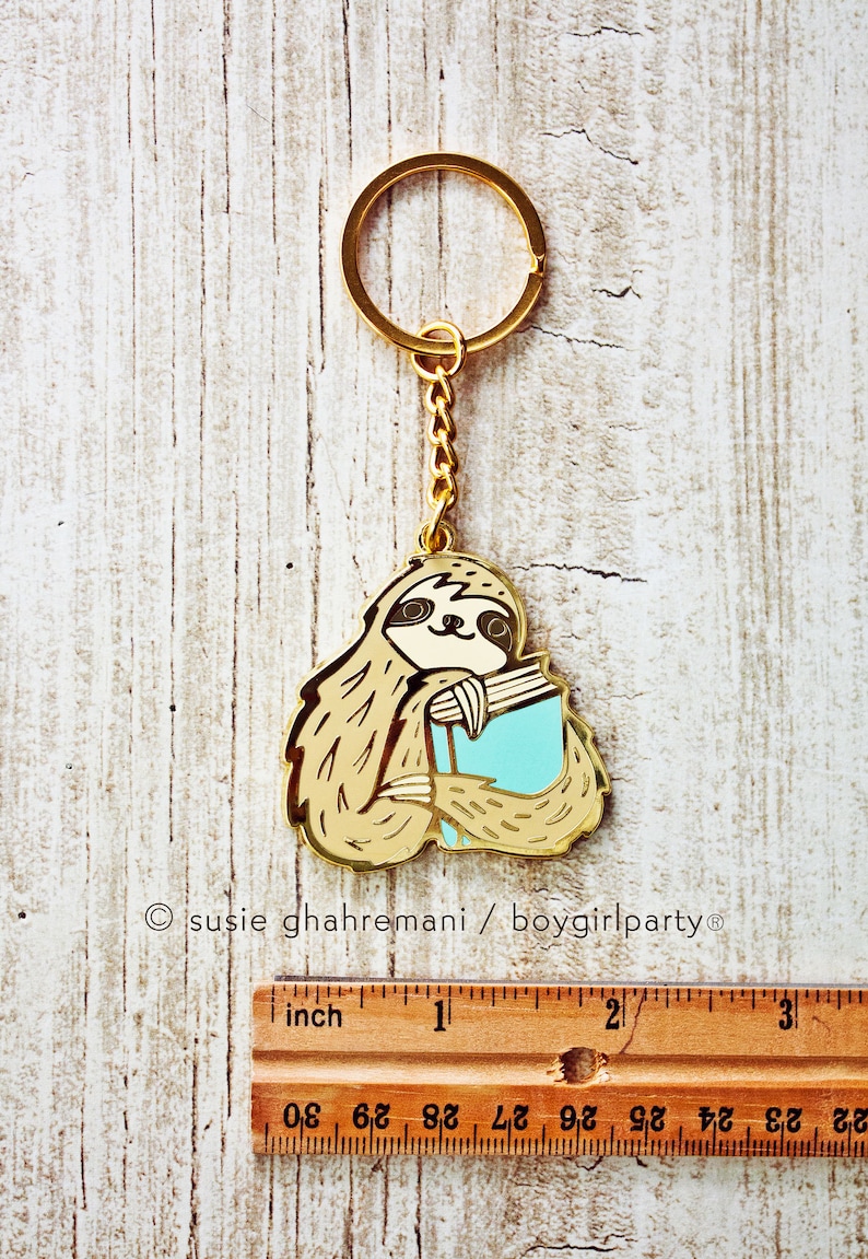 Bookish Gifts for Women  SLOTH KEYCHAIN  Book Gifts  image 10