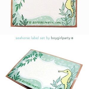 ÉTIQUETTES D'AUTOCOLLANTS d'hippocampe pour le planificateur de bouteilles de pots, art tropical, décoration de mariage de plage, paquet d'autocollants tropicaux, autocollant d'étiquettes de bouteille d'eau de vin
