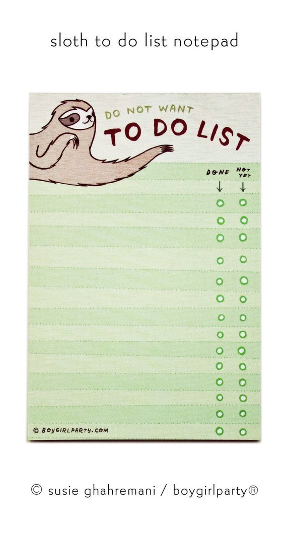 Funny Gifts Sloth To Do List Notepad Sloth Gifts Do Not Etsy Ireland