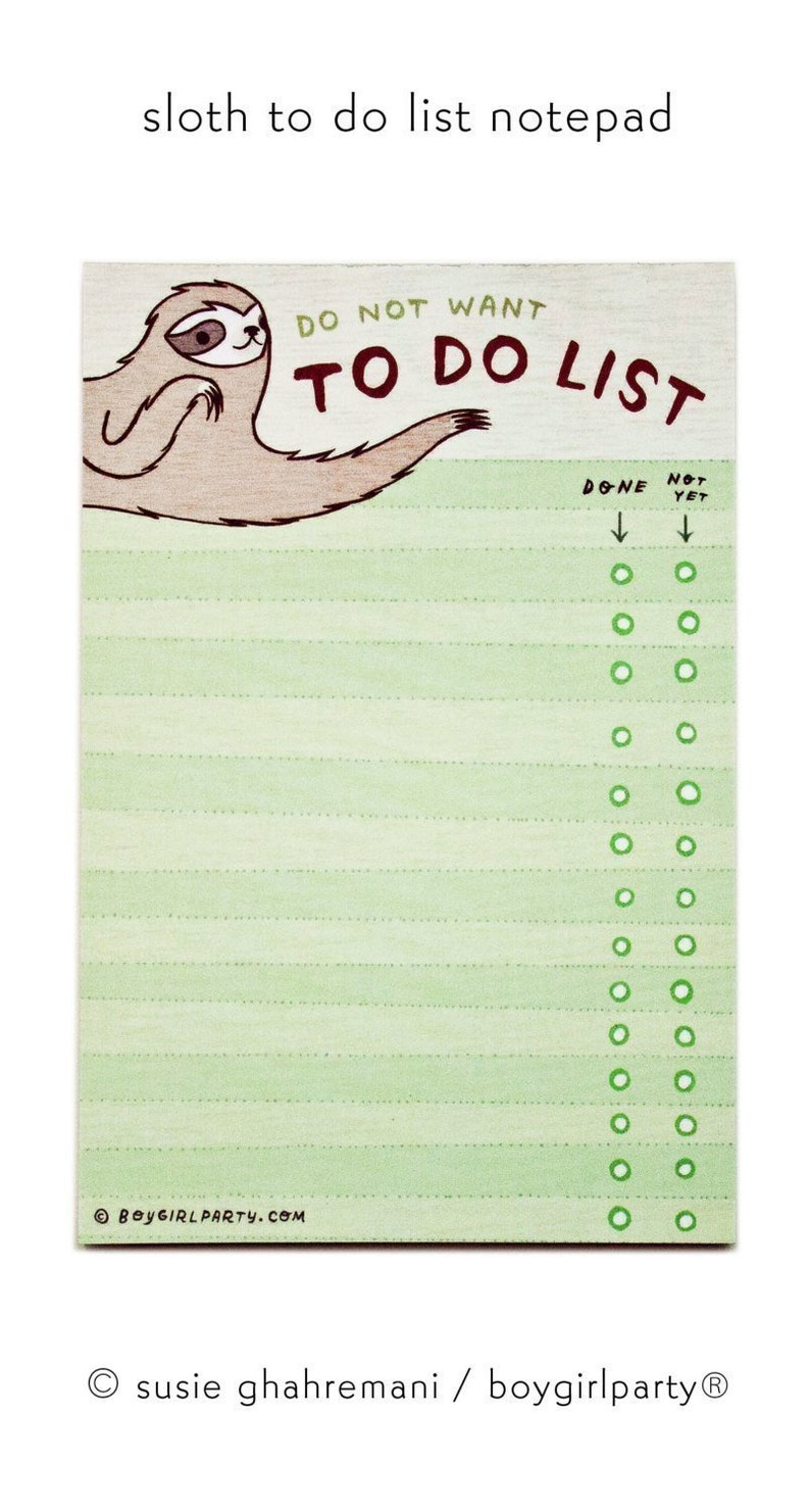 Sloth TO DO LIST notepad  funny gifts  sloth gifts  Do image 0
