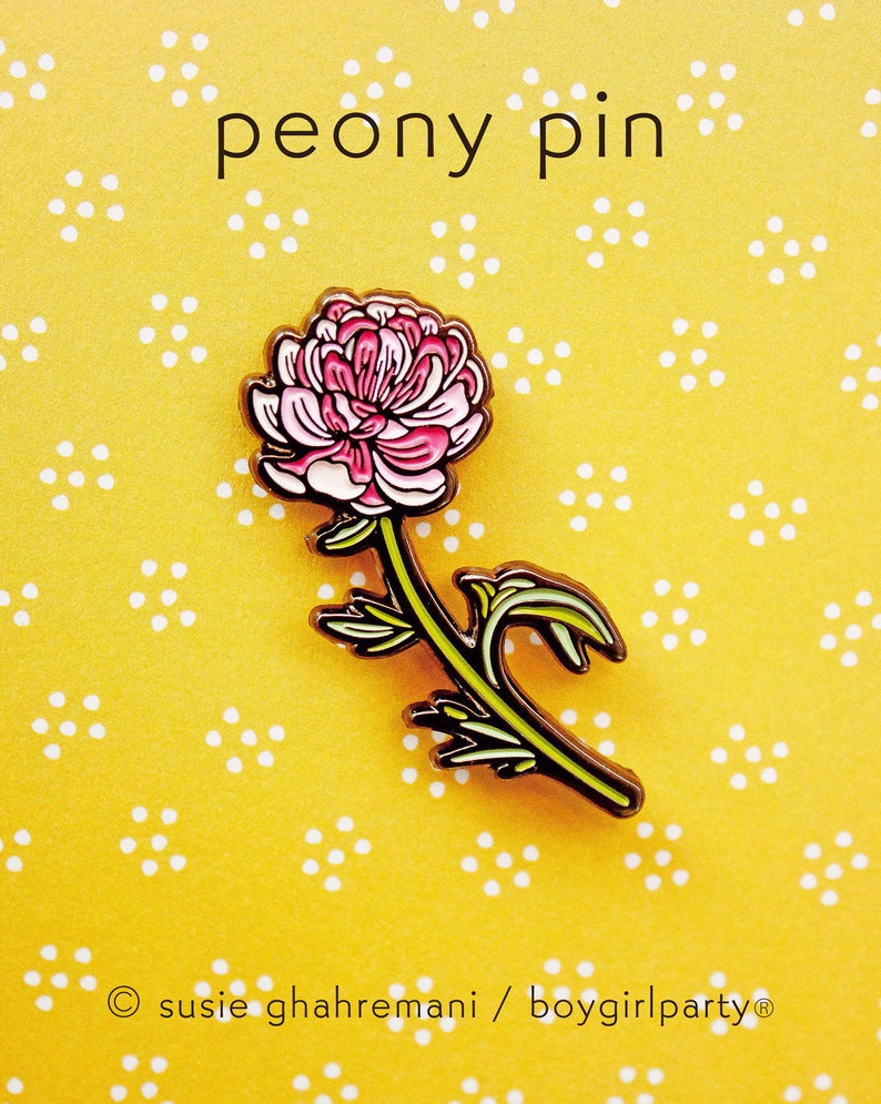 PEONY pin flower enamel pin jewelry Gift for Her Plant Pin Peony Jewelry Nature Inspired Gardening gift for women peony brooch image 1