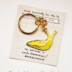 Banana Slug Keychains by boygirlparty Yellow Slug Cute Aesthetic Keychain Charm Santa Cruz California Mascot Gift for Student image 4