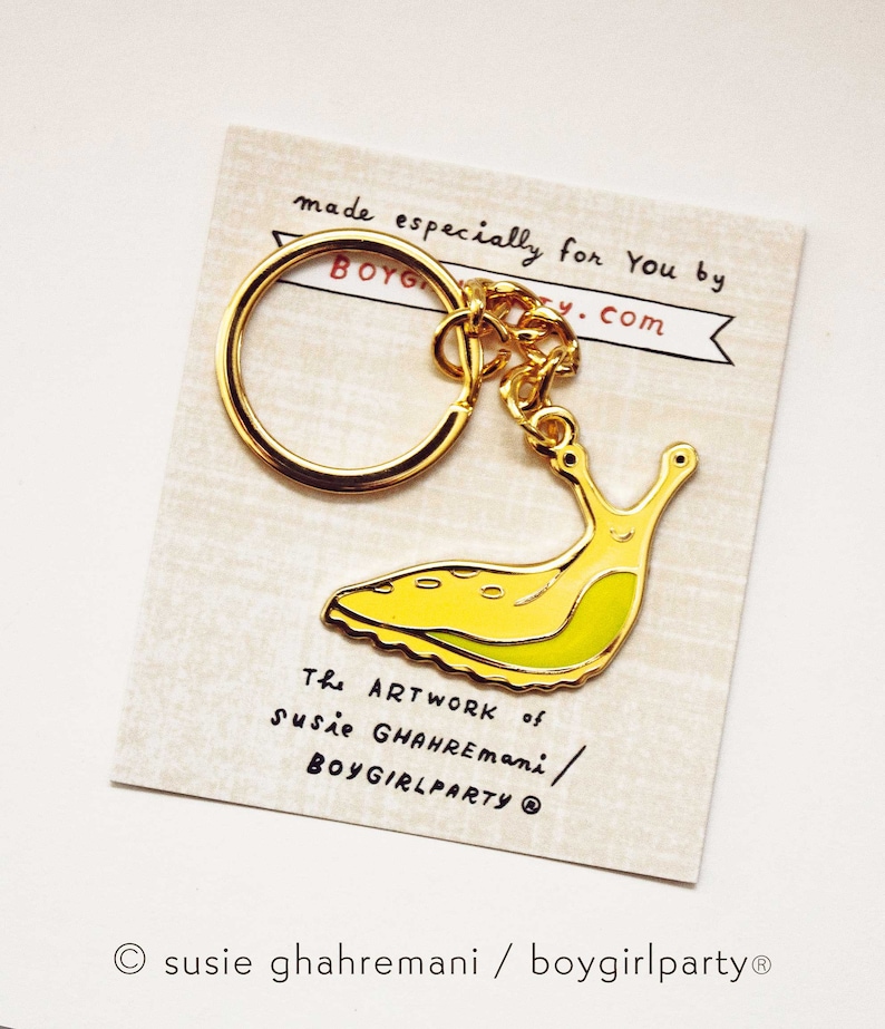 Banana Slug Keychains by boygirlparty Yellow Slug Cute Aesthetic Keychain Charm Santa Cruz California Mascot Gift for Student image 4