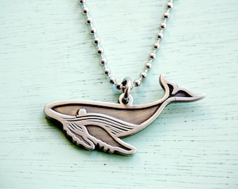 HUMPBACK WHALE NECKLACE by boygirlparty - whale jewelry -- humpback whale charm -- nautical ocean animal