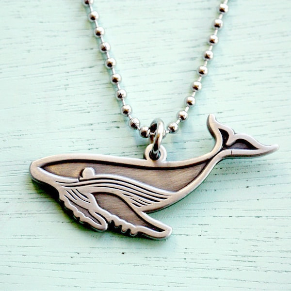 HUMPBACK WHALE NECKLACE by boygirlparty - whale jewelry -- humpback whale charm -- nautical ocean animal