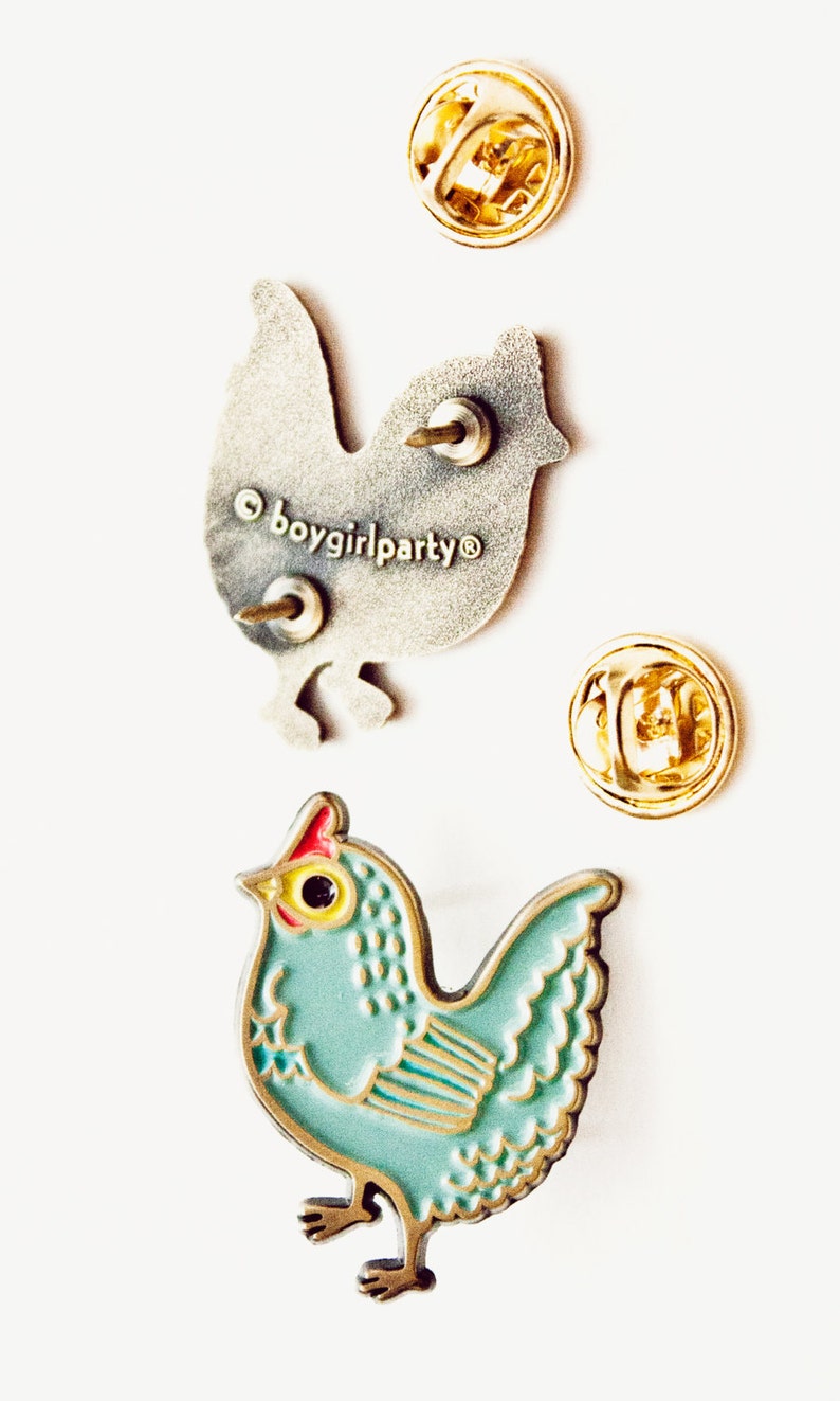 CHICKEN enamel pin chicken pin, backyard chickens, brooch pins, chicken jewelry, backpack pins, blue gift for her, chicken gifts image 3