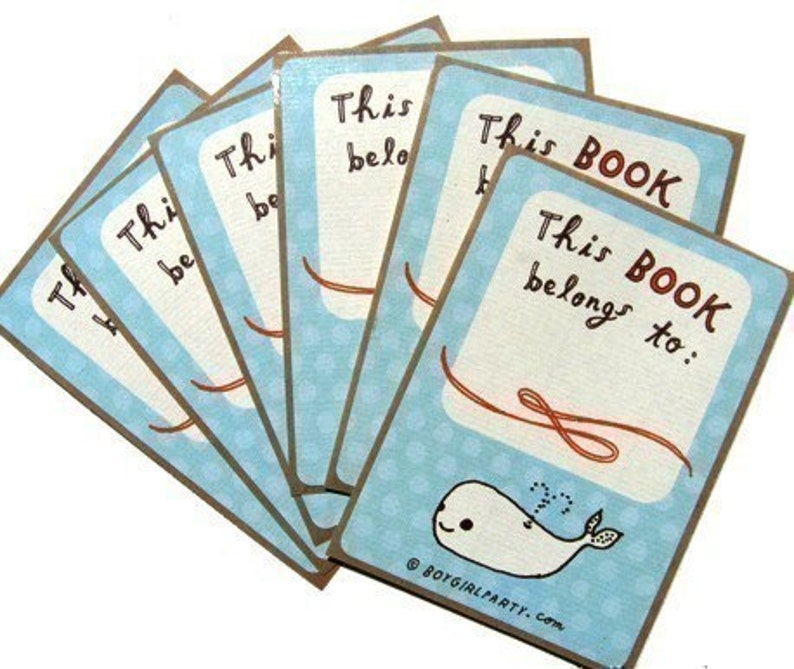 Ex Libris Bookplate Stickers Whale Book Plates for Kids This Book Belongs To STICKERS Book Labels for Teachers Home Library Gifts image 2