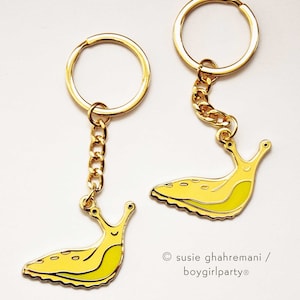 Banana Slug Keychains by boygirlparty Yellow Slug Cute Aesthetic Keychain Charm Santa Cruz California Mascot Gift for Student image 8