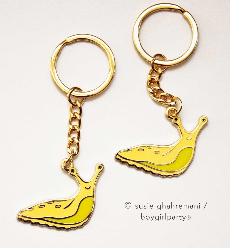 Banana Slug Keychains by boygirlparty Yellow Slug Cute Aesthetic Keychain Charm Santa Cruz California Mascot Gift for Student image 8