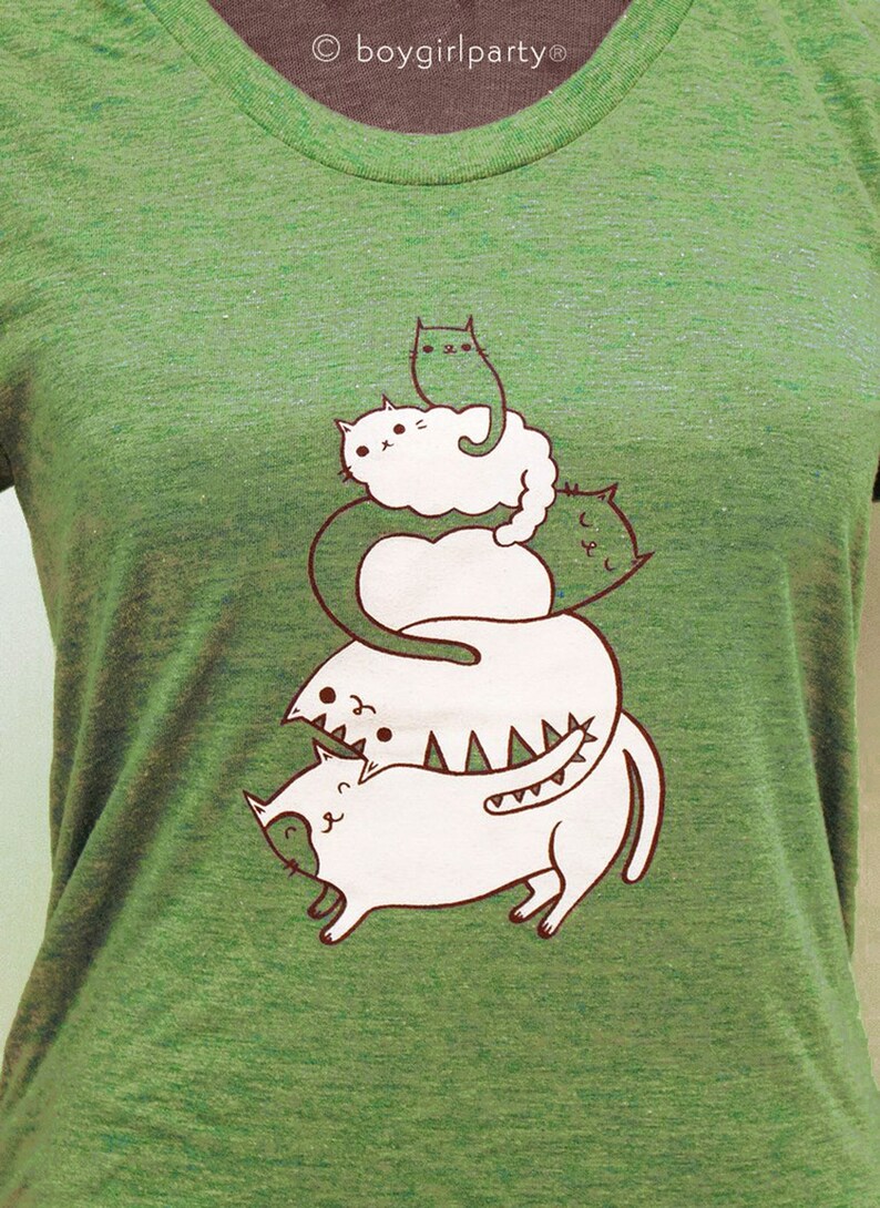 Kawaii CAT SHIRT -- Katzen-T-shirt -- Katzen-Damen-T-Shirt - Geschenk für Katzenliebhaber - Katzen-Shirts für Frauen Bild 1